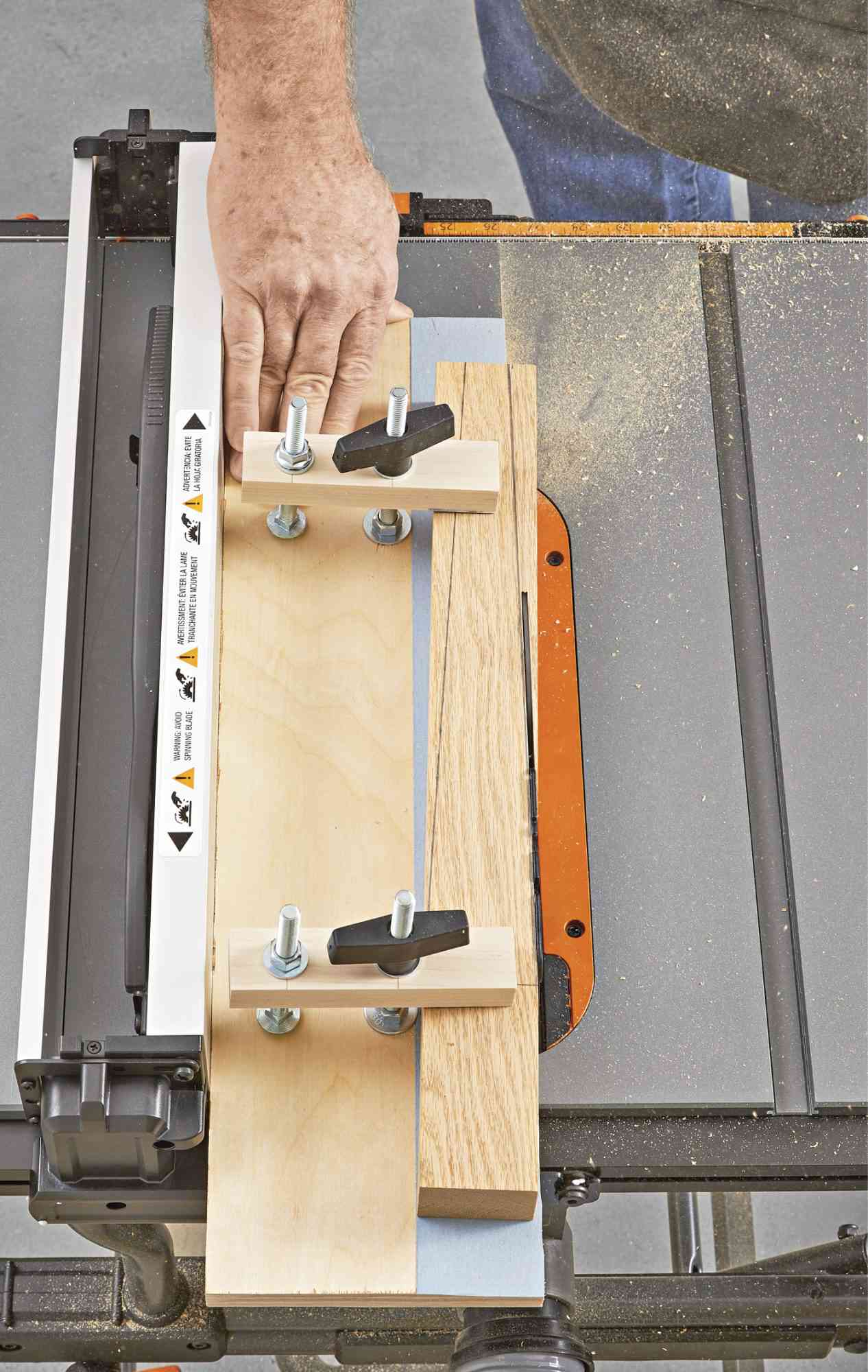Photo of taper sled on tablesaw