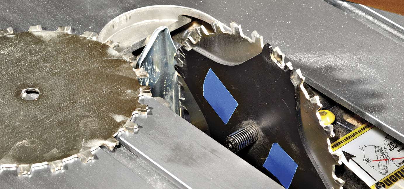 photo of tape used to adjust dado blade