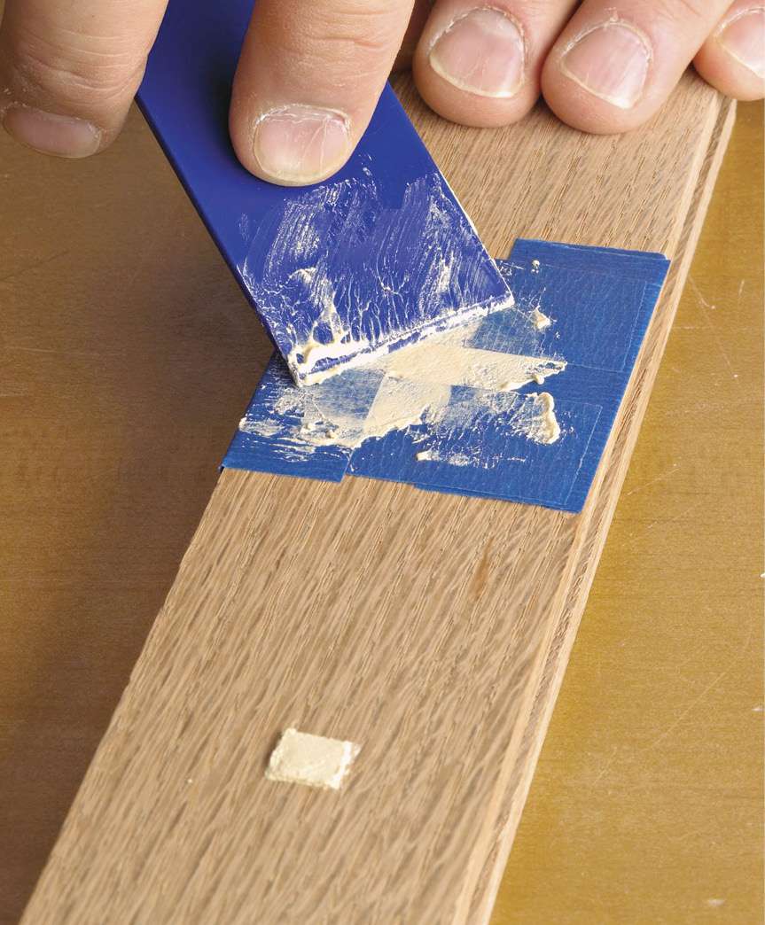 Photo of filler applied over masking tape