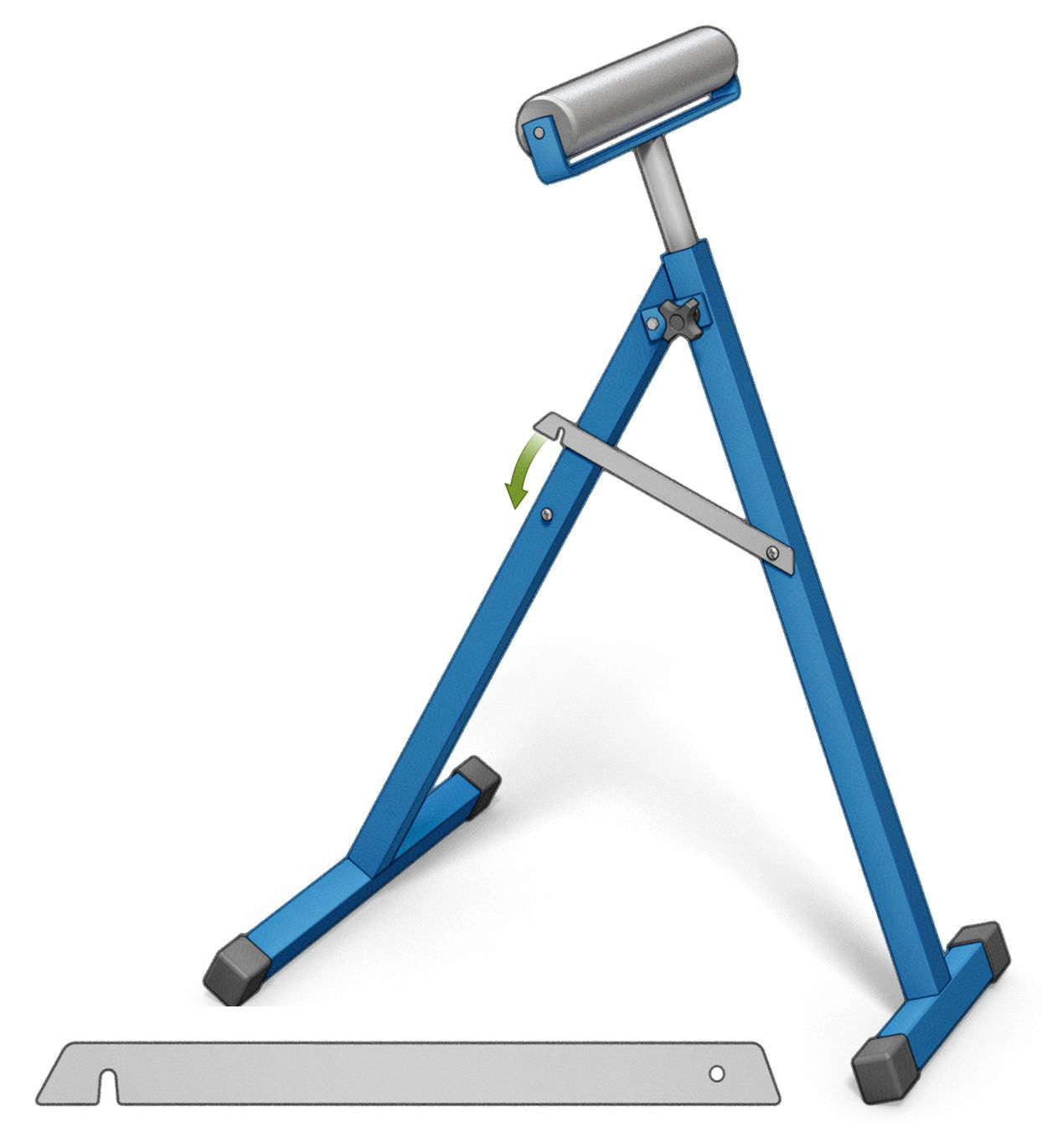 Roller stand with latch for support