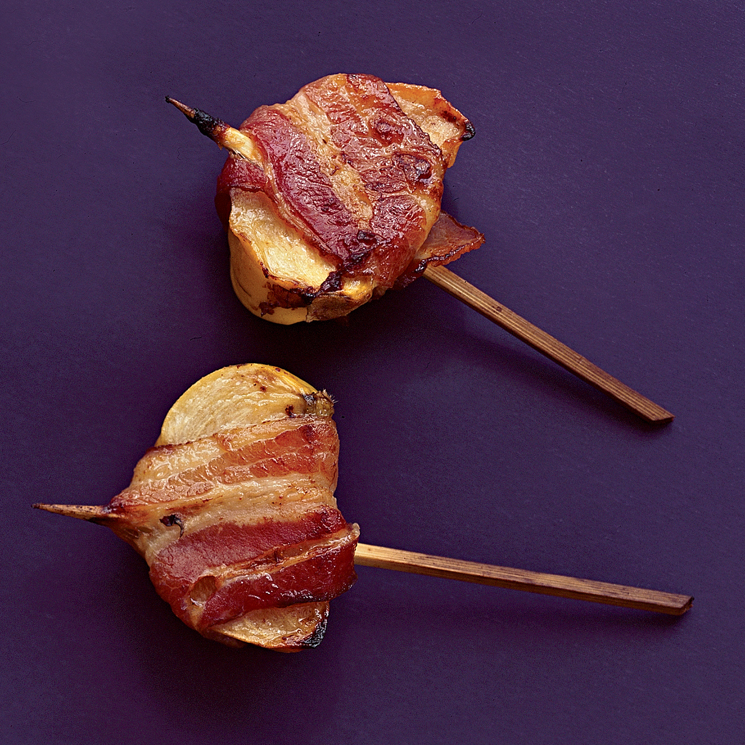 bacon-wrapped persimmon wedges