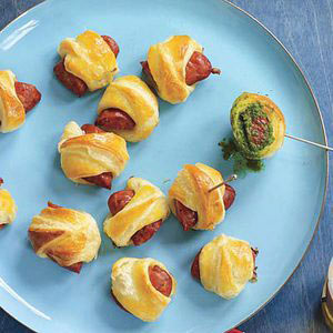 Spicy Pigs in Blankets with Chimichurri Dip 