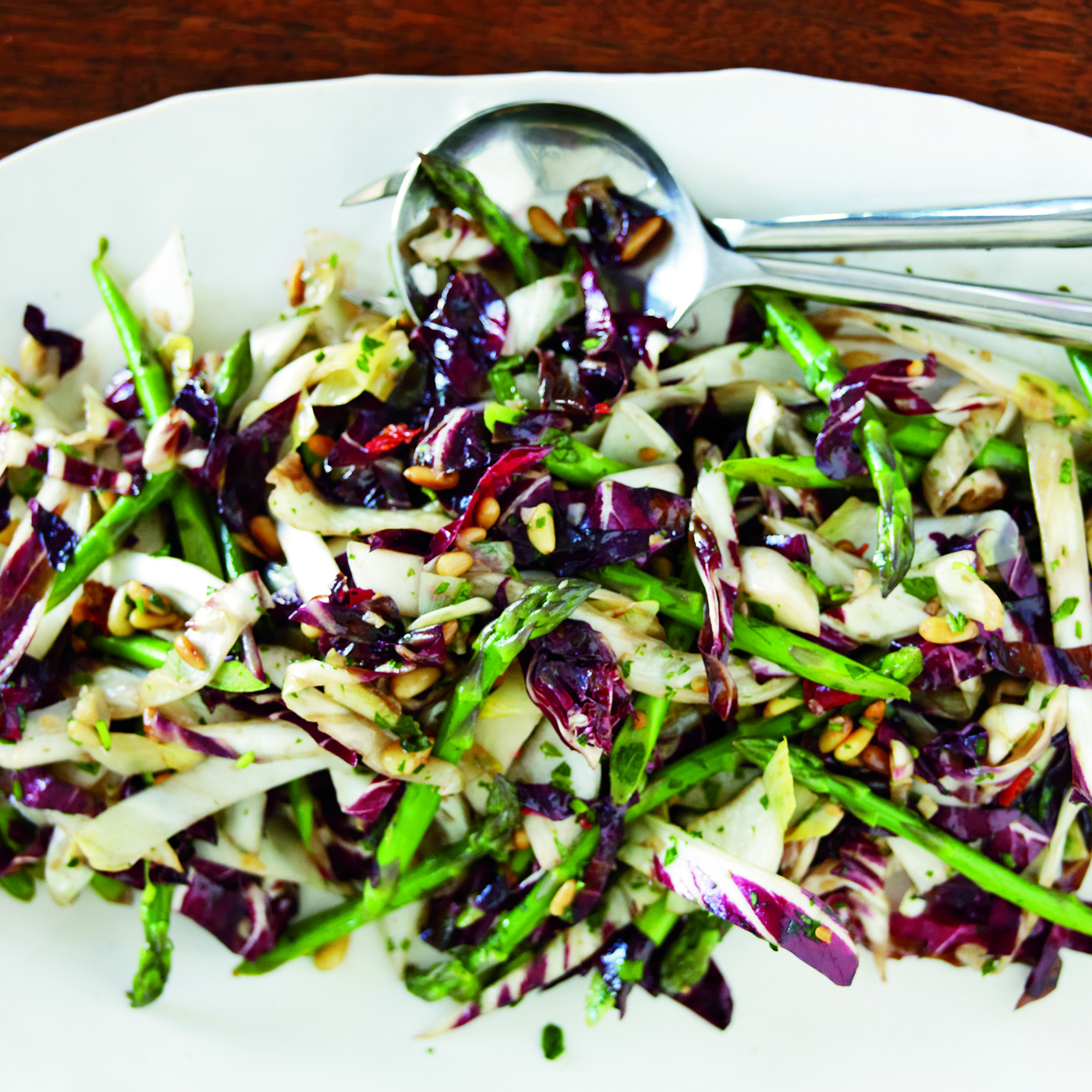 Wilted Radicchio, Endive and Asparagus Salad