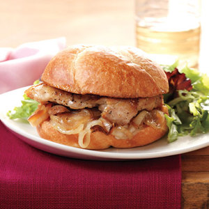 Chicken-and-Sweet Onion Sandwiches with Mixed Greens Salad 