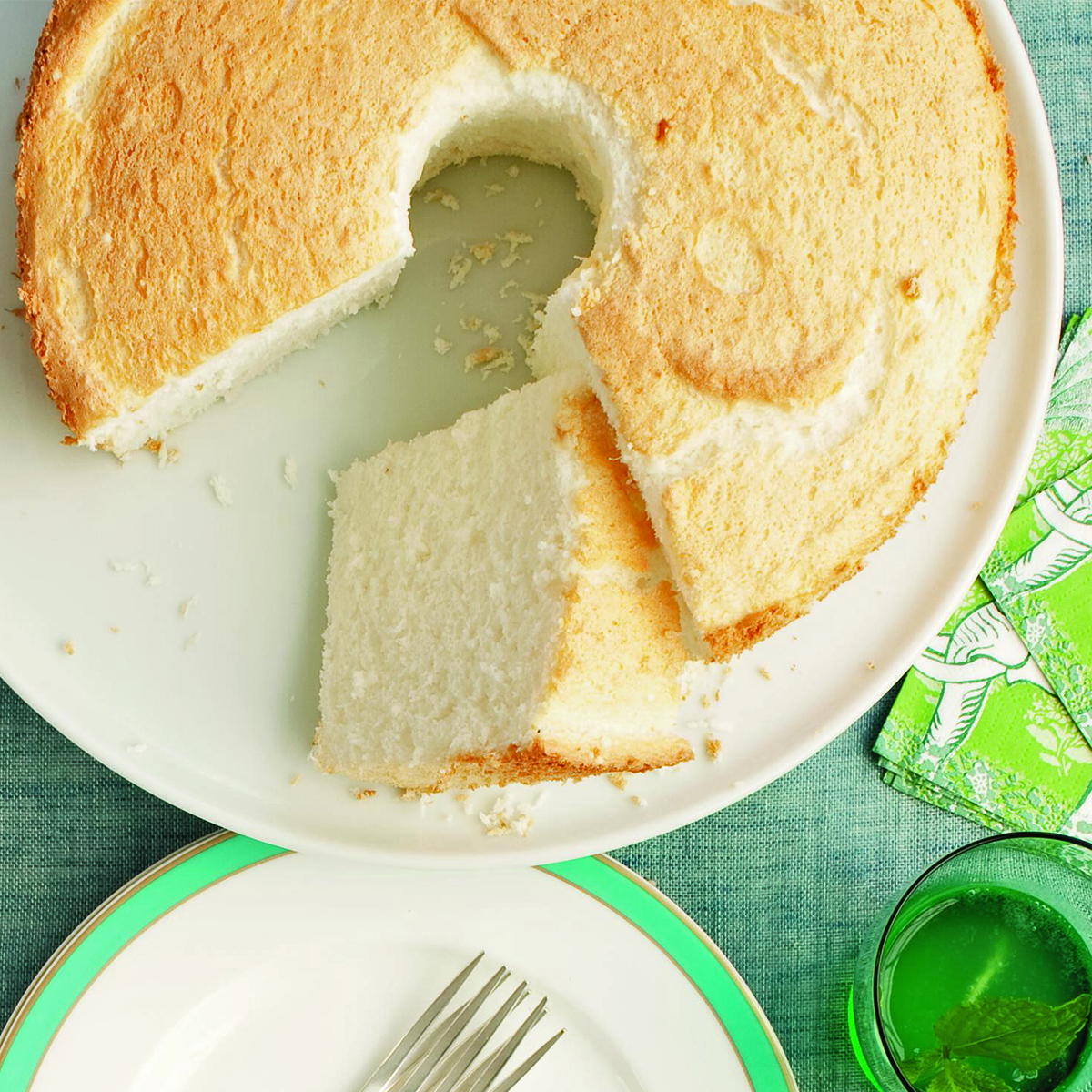 coconut angel food cake with fresh berrries