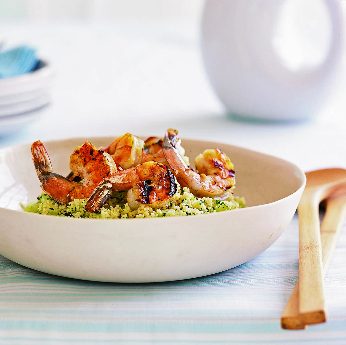 couscous salad with grilled shrimp scampi
