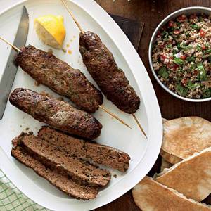 Lamb Kebabs with Spicy Greens Tabbouleh 