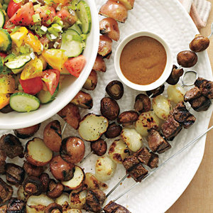 "Not Yet Ready for Stew" Kebabs and "Not Ready to Say Goodbye to Summer Tomatoes" Salad