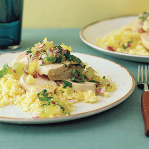 Poached Chicken with Grape Relish 