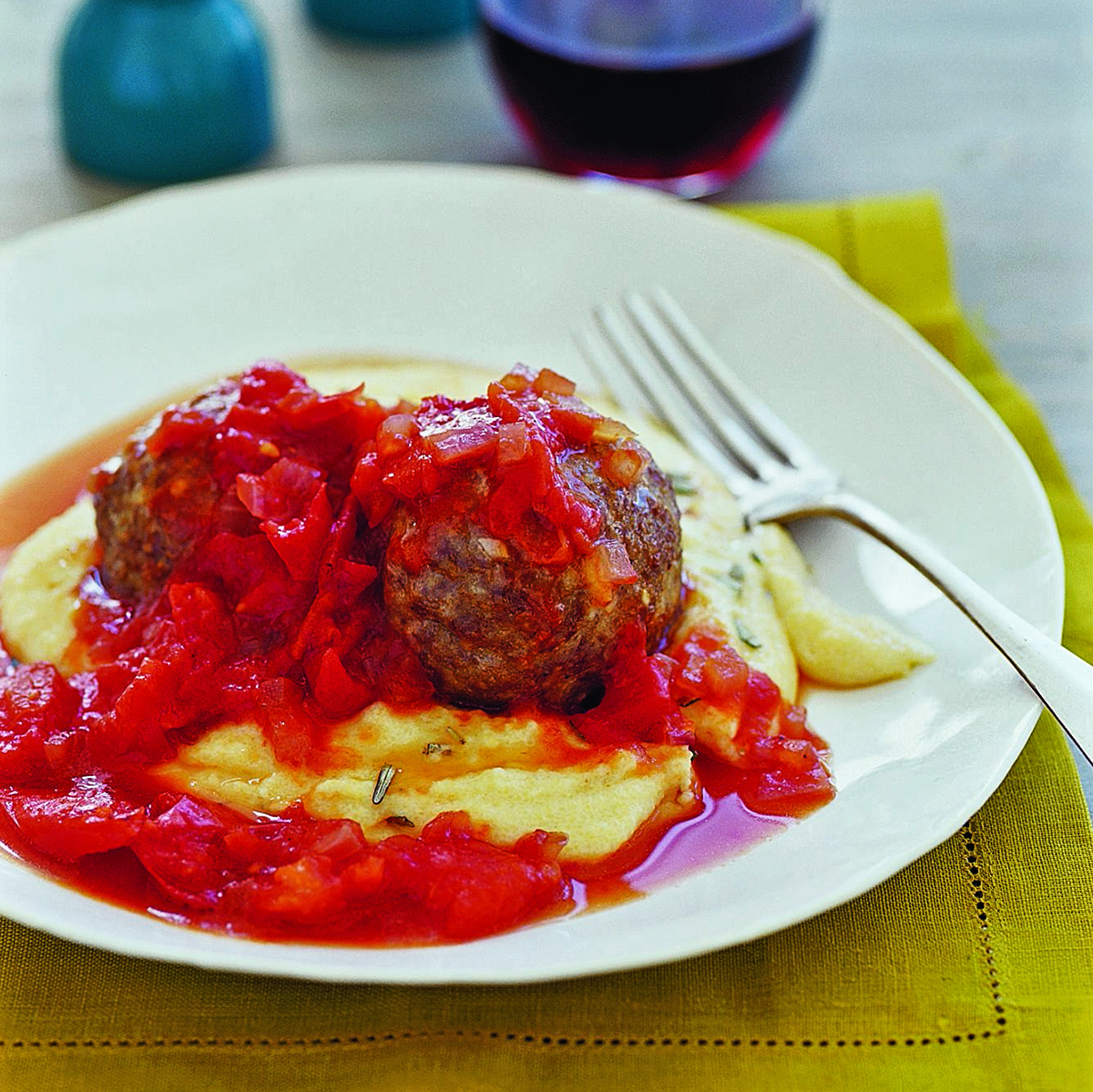 Roasted Lamb Meatballs with Red Sauce and Polenta 