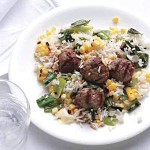 Spiced Lamb with Corn and Rice Pilaf 