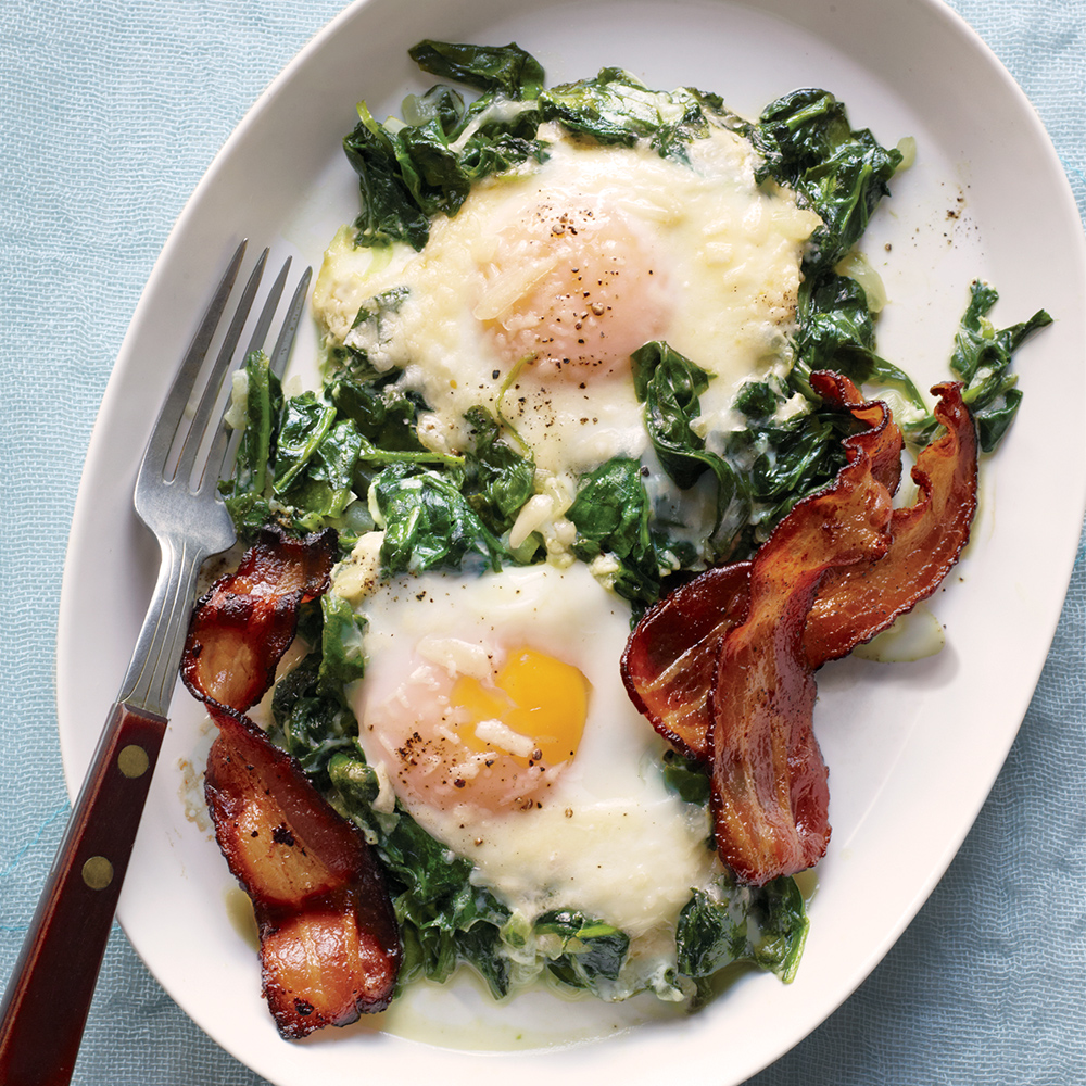 creamed spinach with eggs bacon