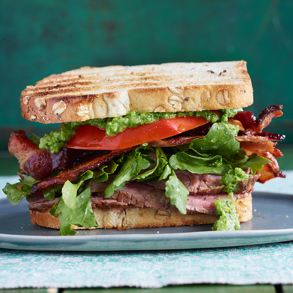 Sliced Steak BLTs with Jalapeno Chimichurri