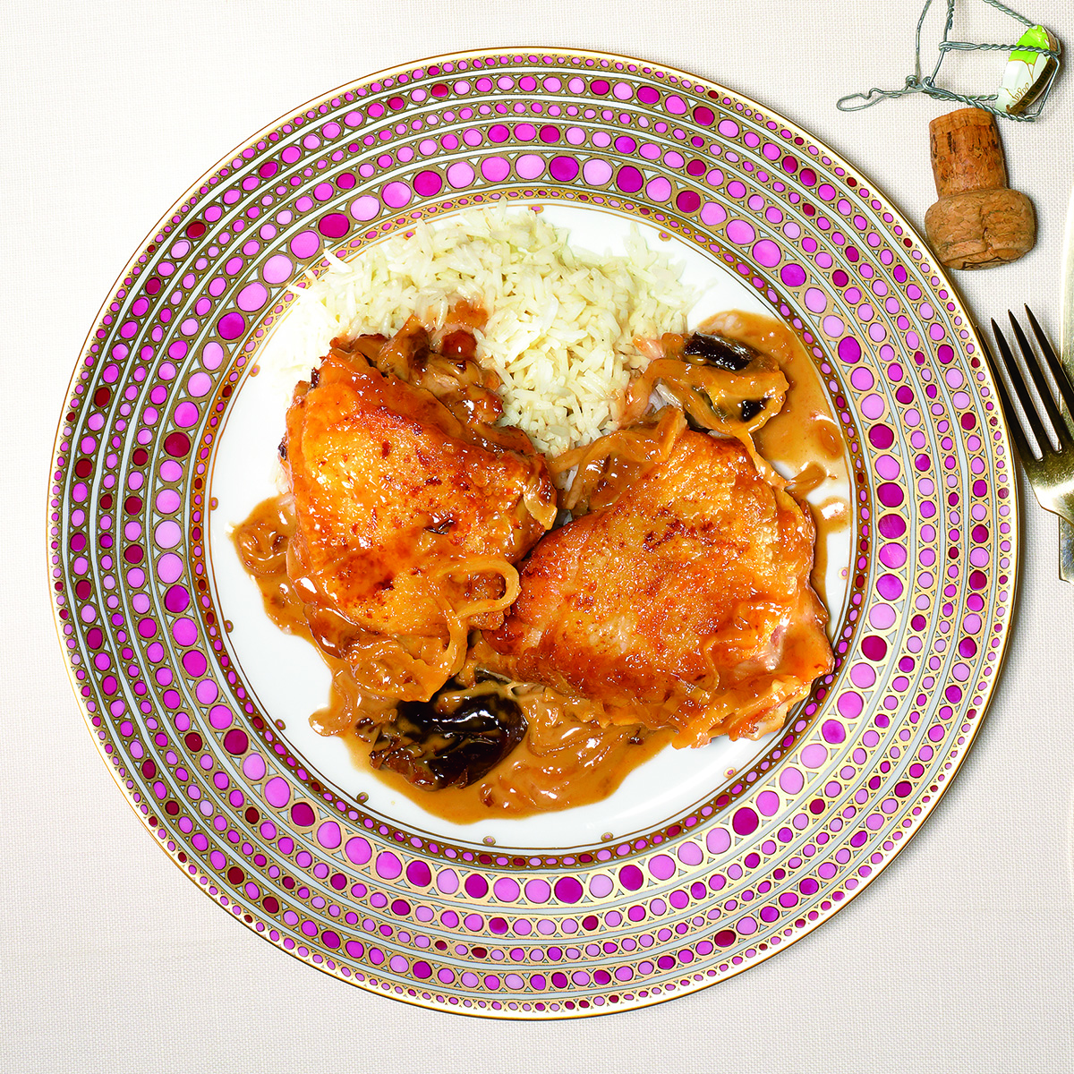 braised chicken with prunes and cream