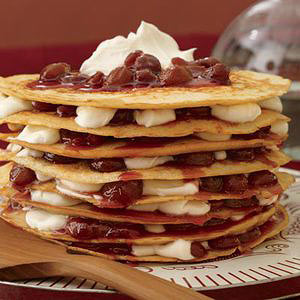 Grape and Cream Cheese Stacked Pancakes 