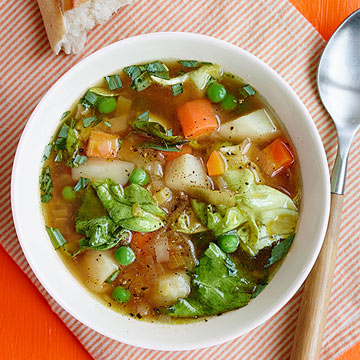 Quick Veggie Soup with Spring Lettuce