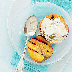 Ginger-Peach Ice Cream in Grilled Peach Cups 