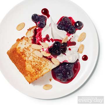 Blueberry Angel Cakes with Bourbon Whipped Cream