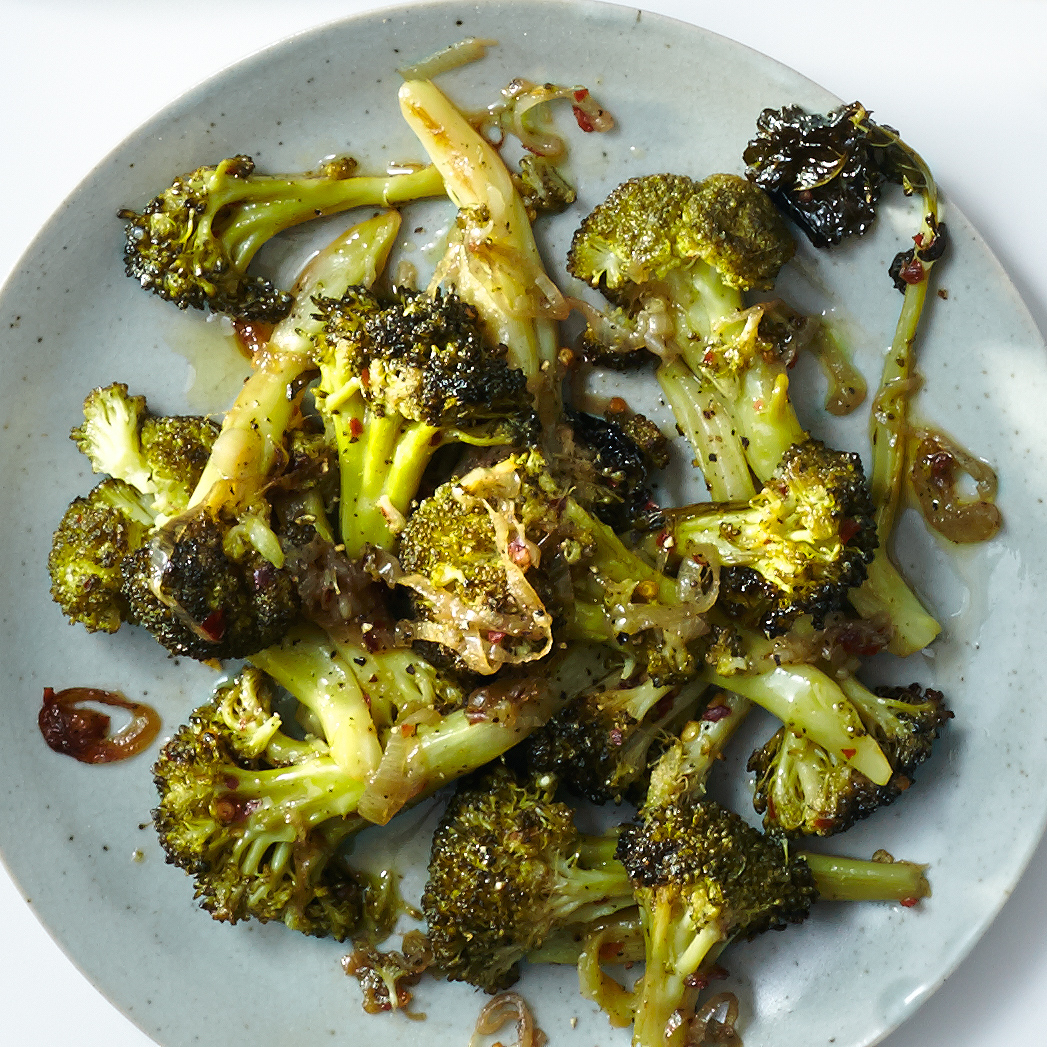 Roasted Broccoli with Shallots & Crushed Red Pepper 