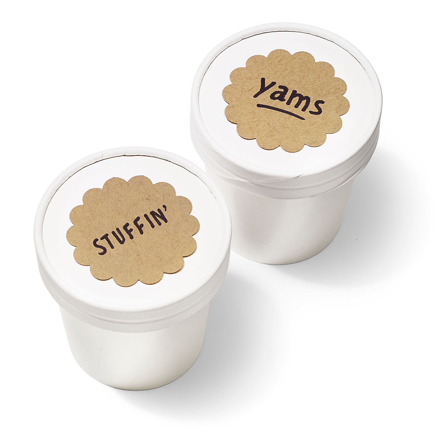 Soup cups with labels