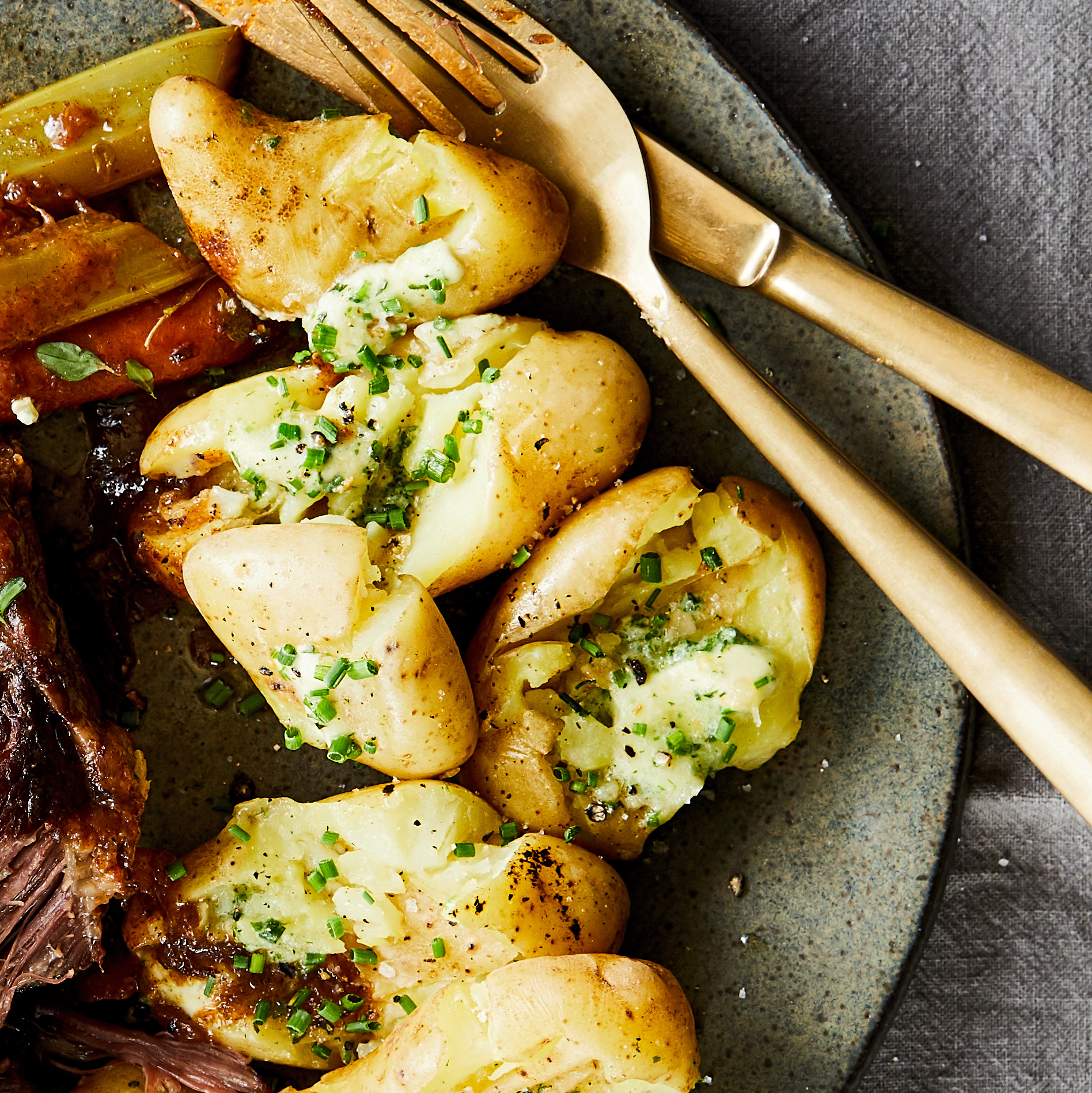 fingerling potatoes with tarragon and chive butter