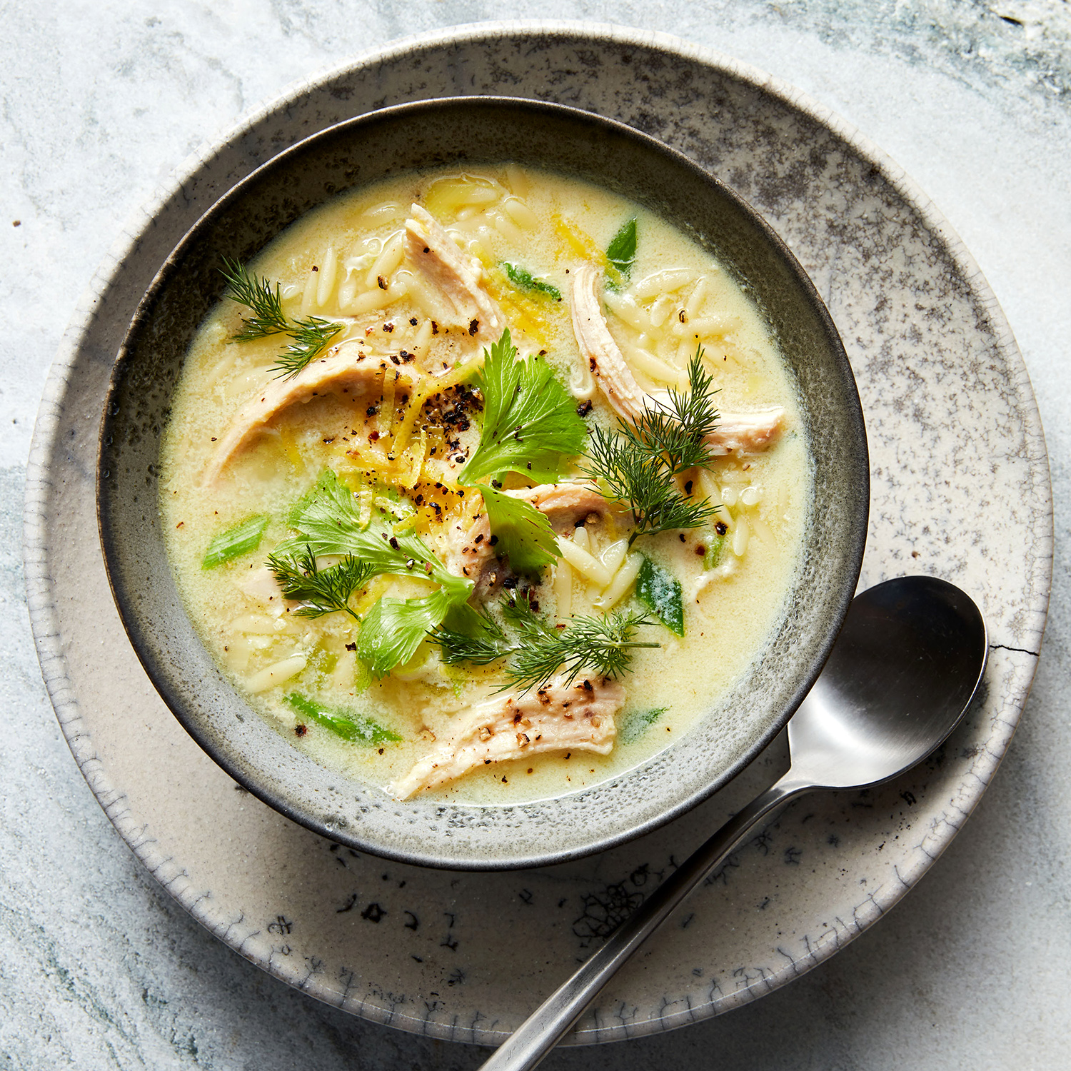 Avgolemono Soup with Rotisserie Chicken & Orzo 