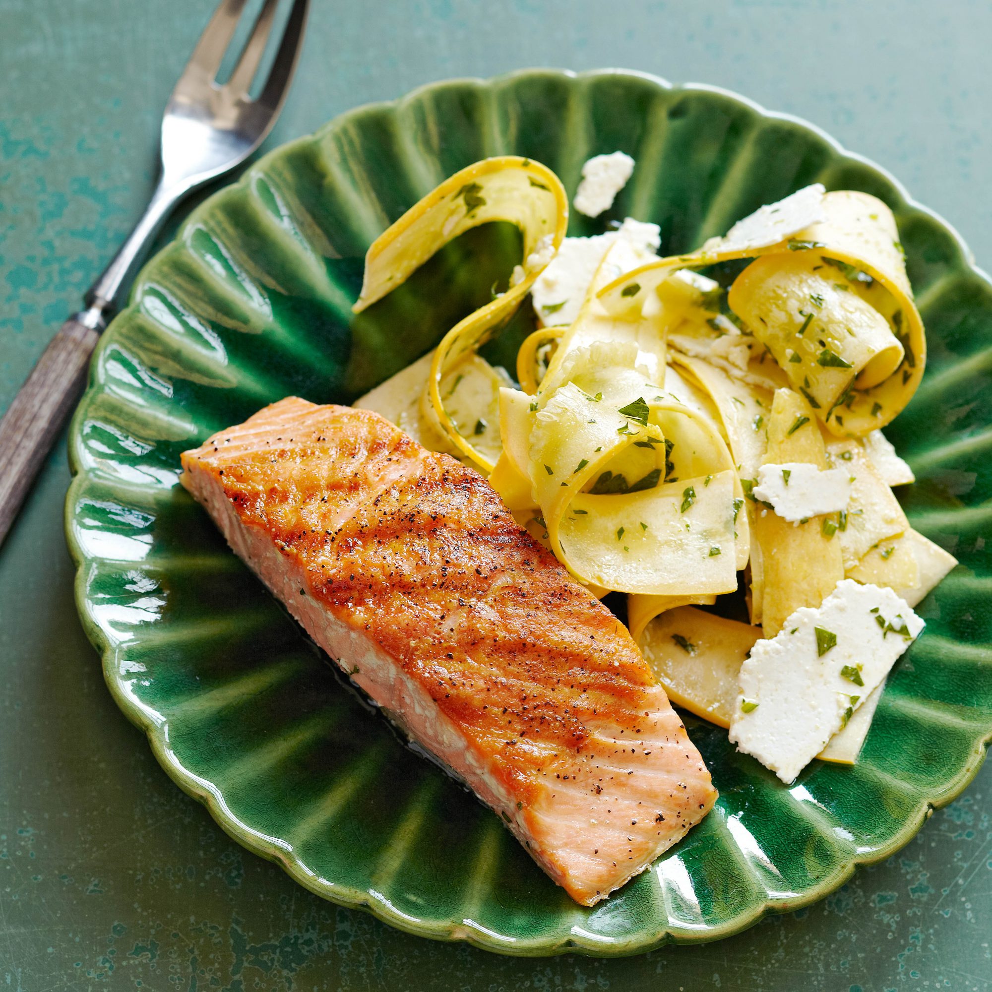 Grilled Salmon with Squash Ribbon Salad 
