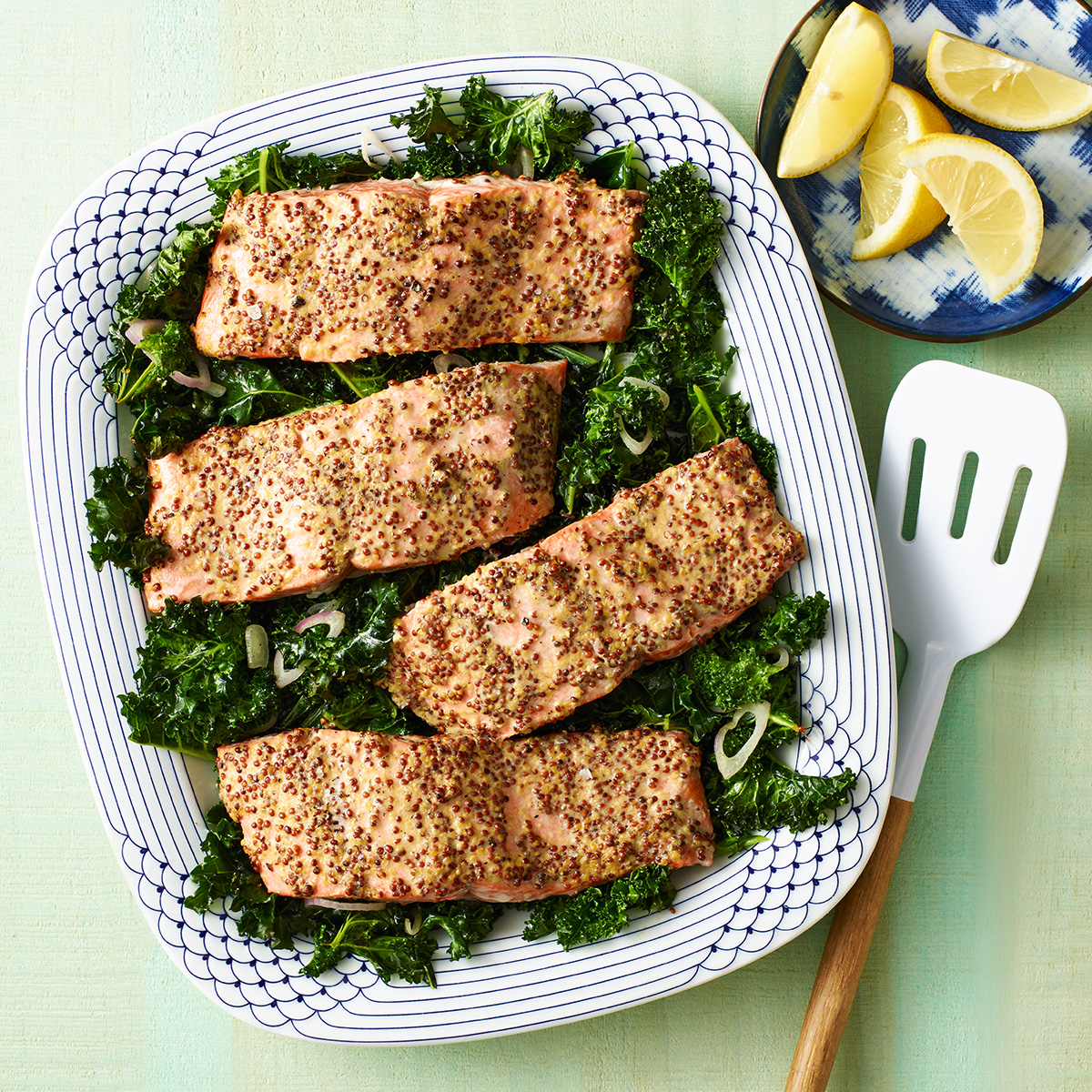 Honey-Mustard Salmon with Kale
