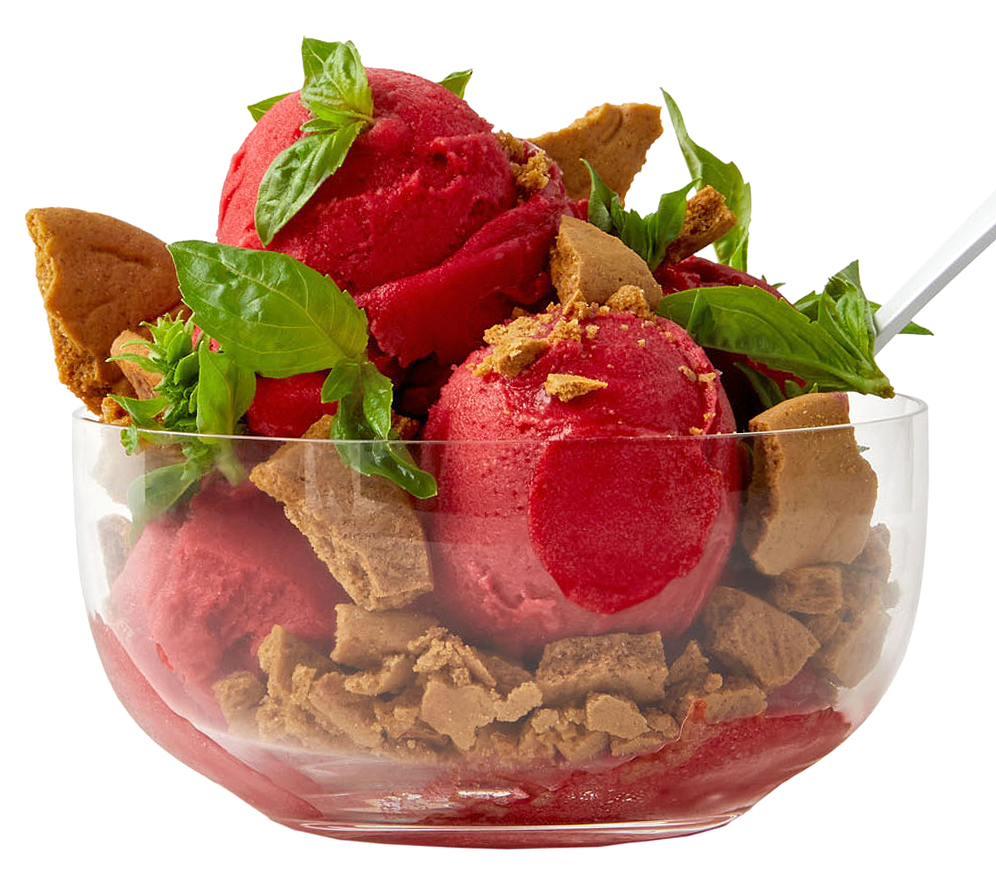 raspberry-basil sundae 3-ingredient dessert