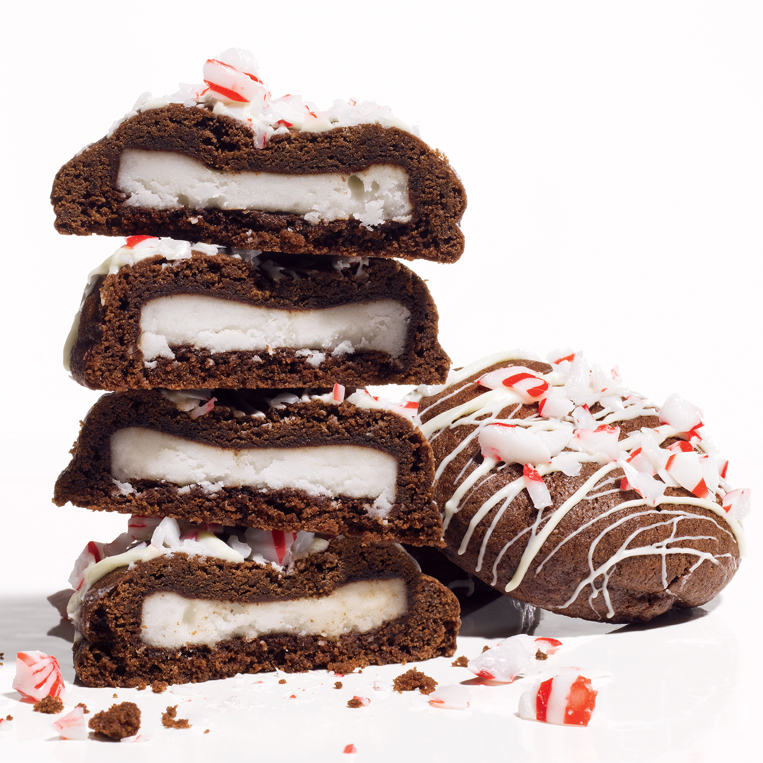 Double Chocolate Cookies with a Peppermint Patty Surprise