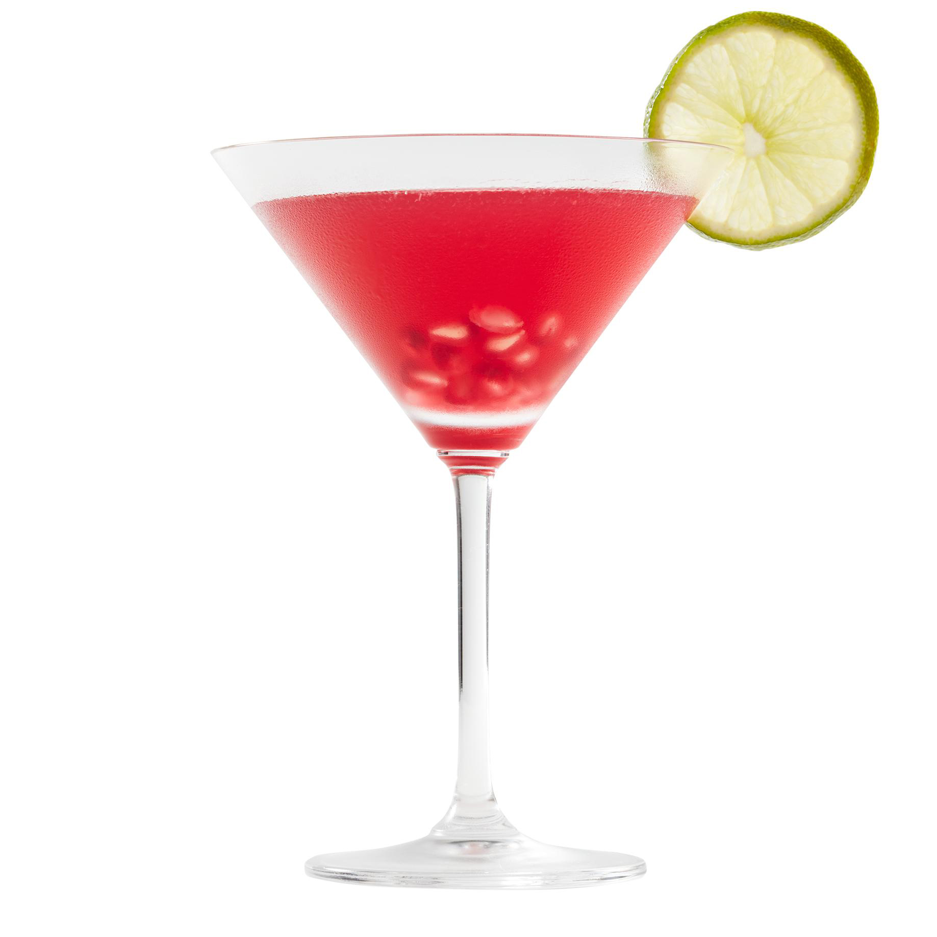 Pomegranate Martini with Lime Slice