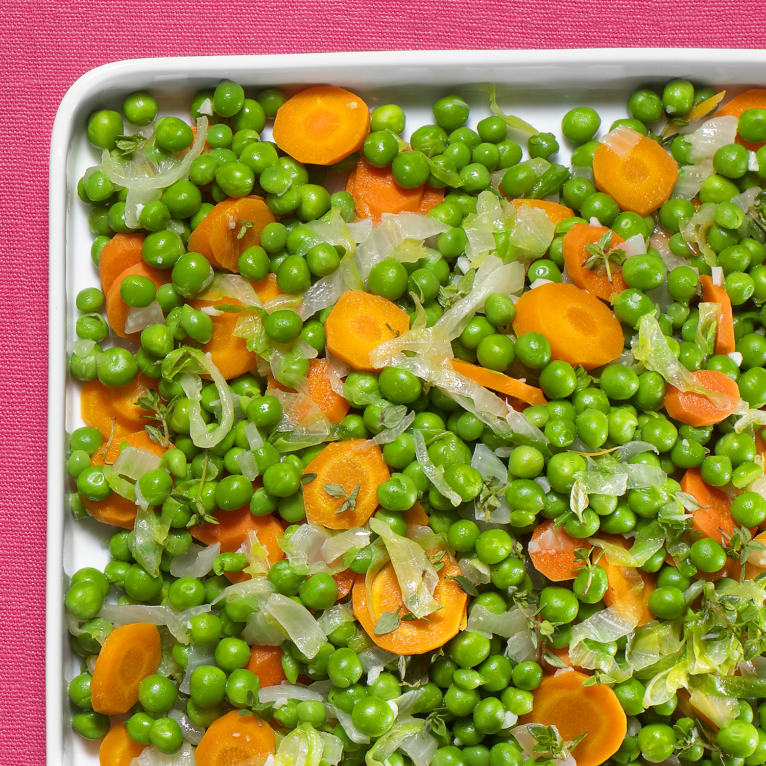peas with lettuce and carrots