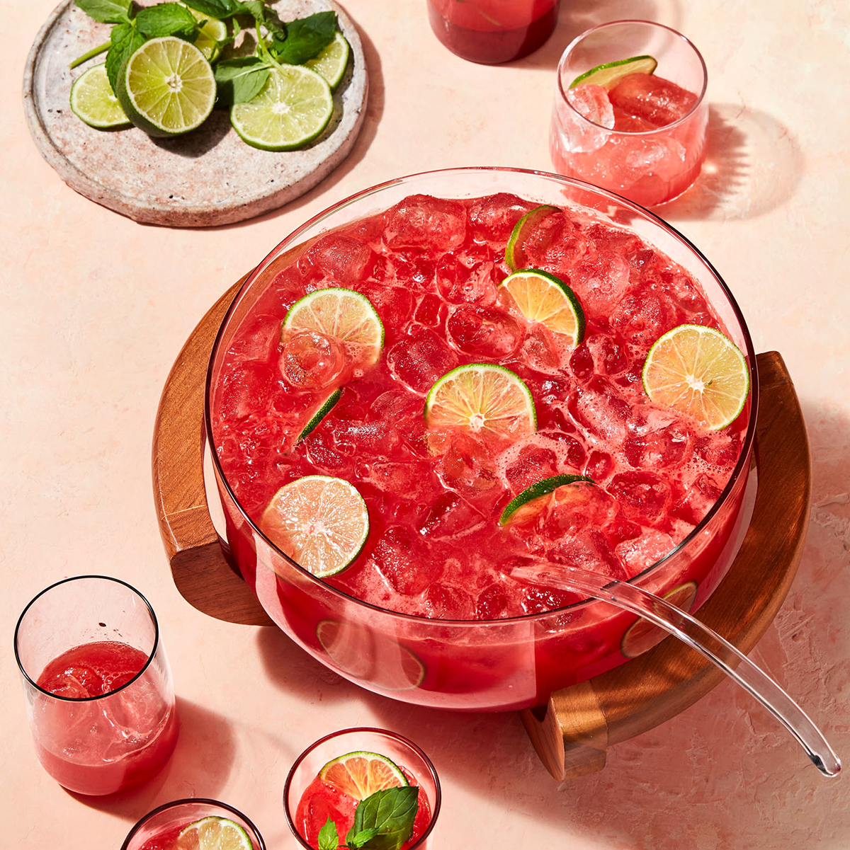 watermelon rum punch with limes