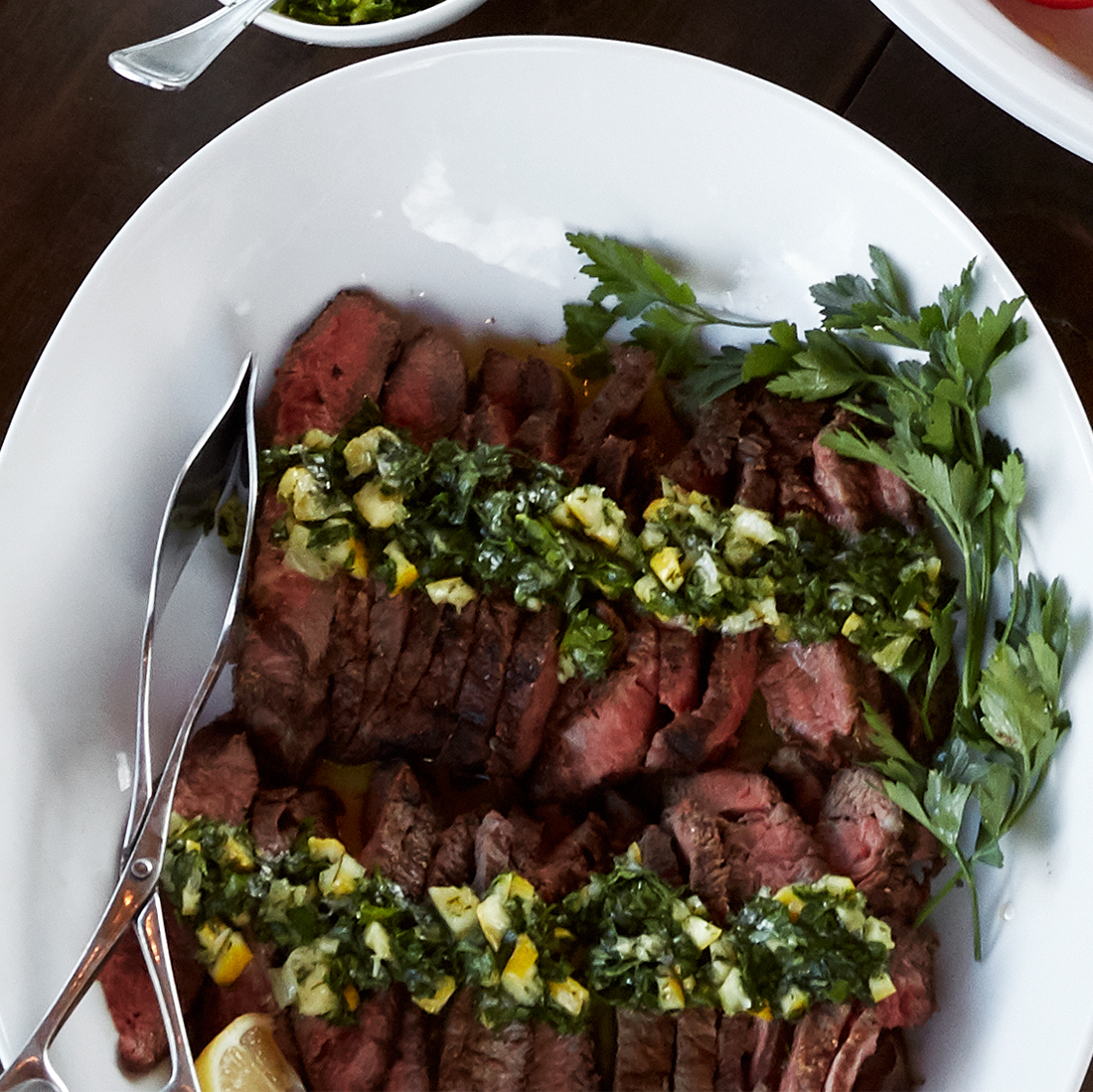 flat-iron steak with parsley-lemon sauce