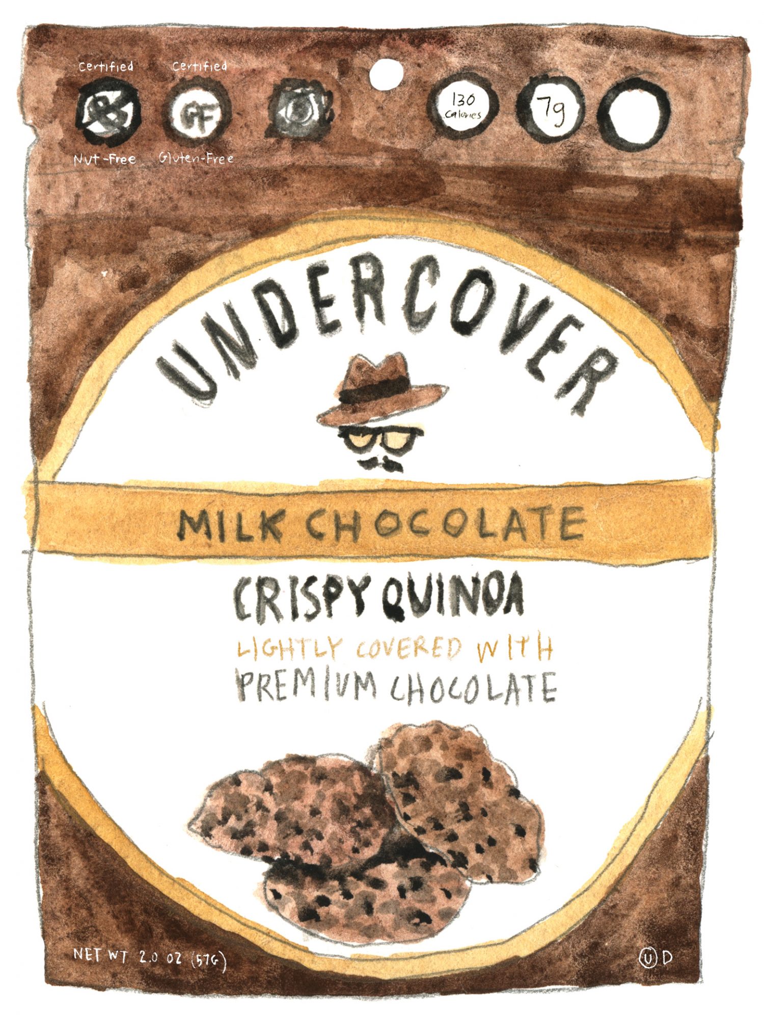 illustration of chocolate-covered undercover quinoa
