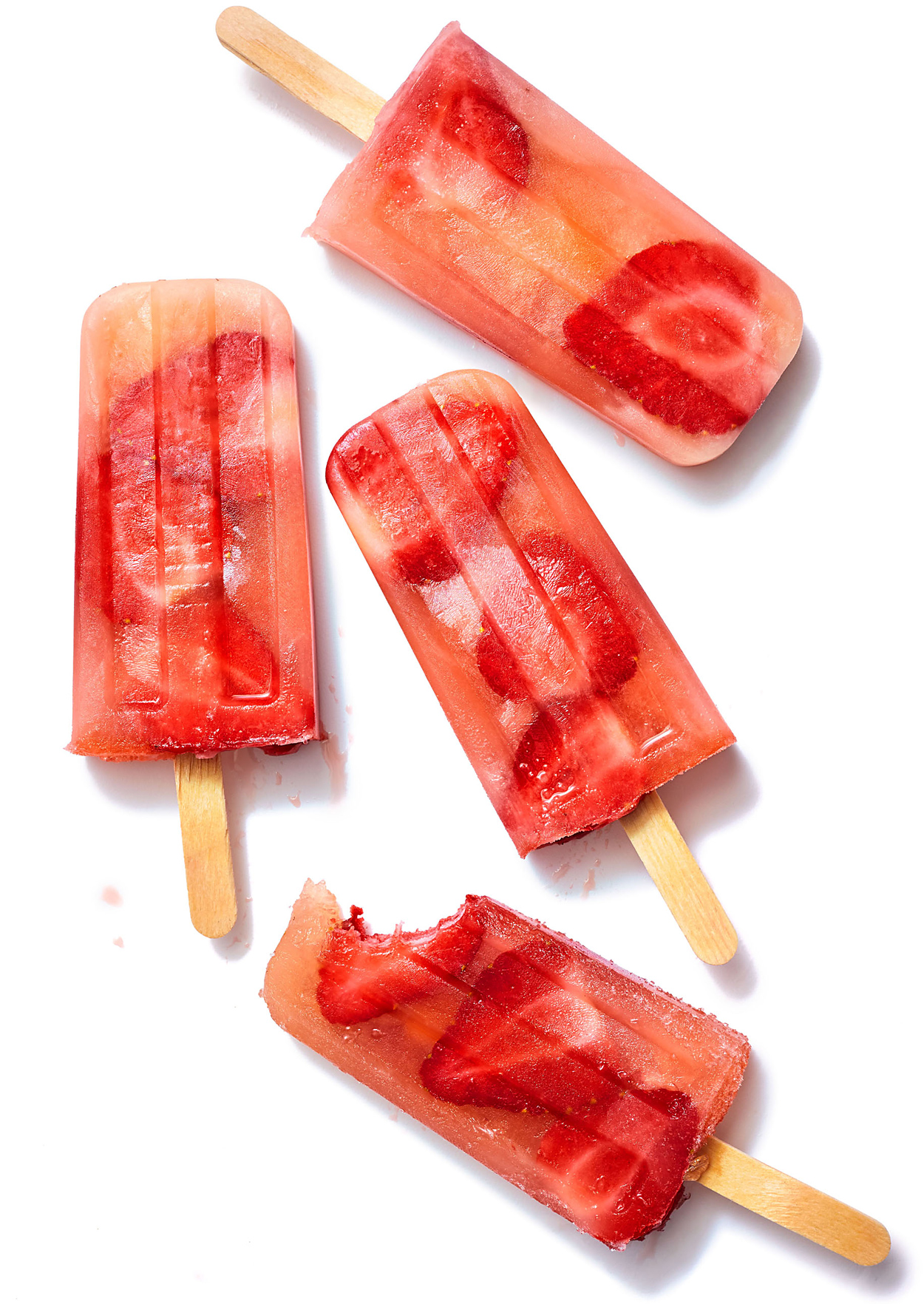 group of strawberry-lemonade ice pops