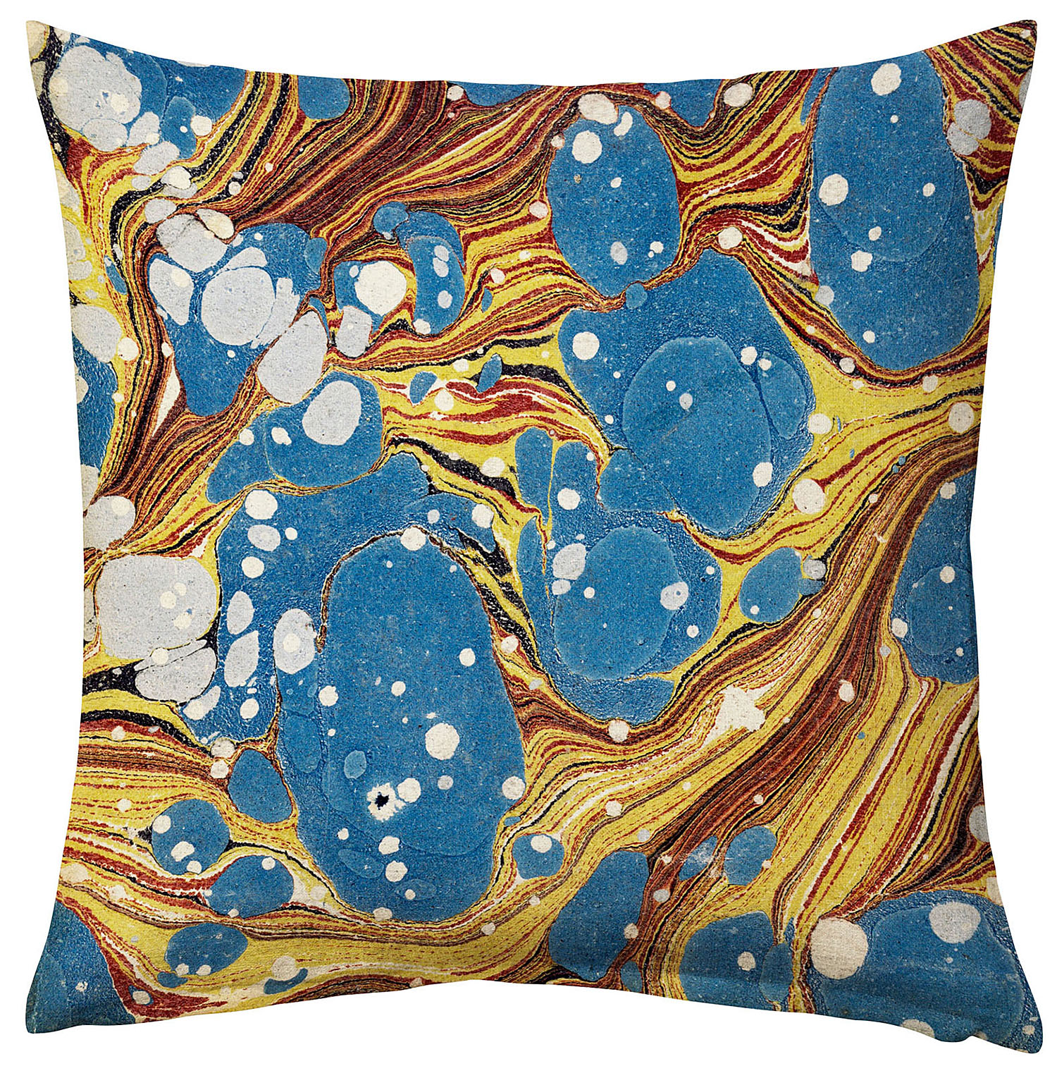 blue and gold marbled Lawrence Velvet Cushion