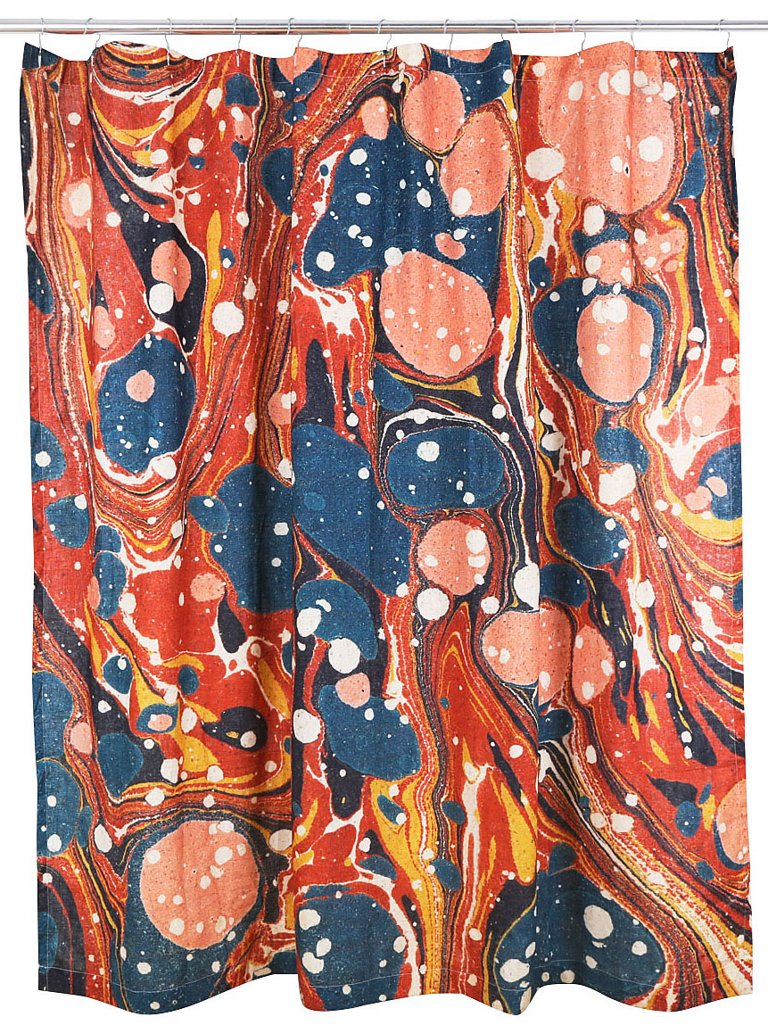 marbled shower curtain