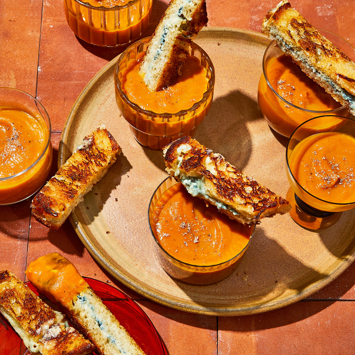 Pumpkin Shooters with Gorgonzola Grilled Cheese