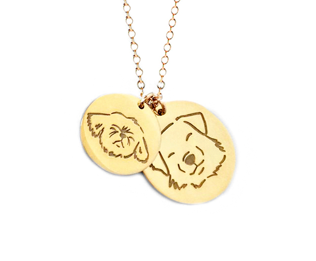 Spotted by Humphry gold custom-sketched pendant ID tag