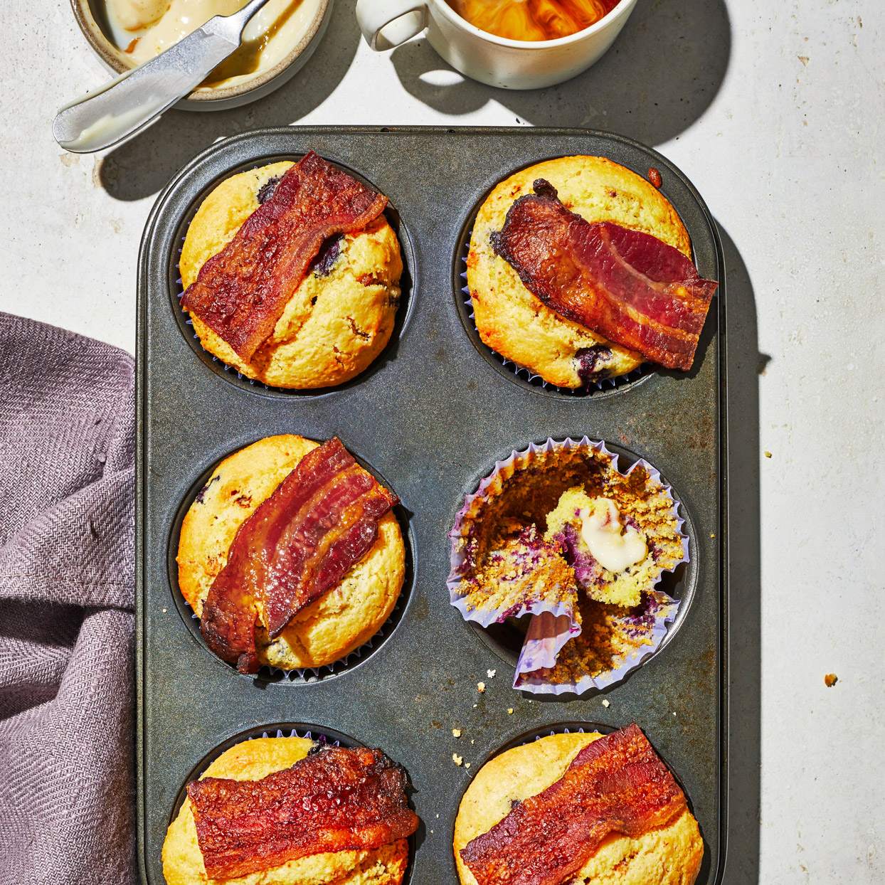 Bacon-Blueberry Cornmeal Muffins