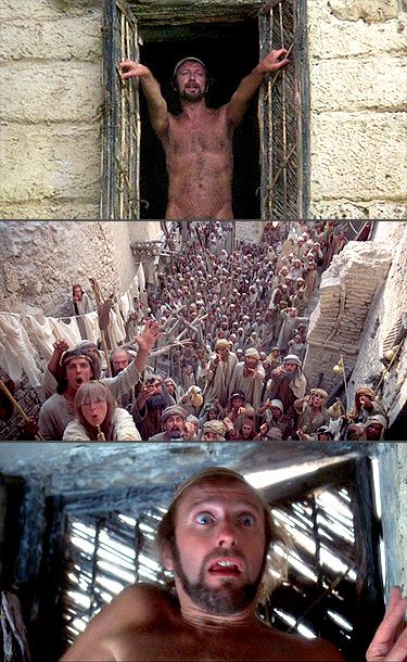 Graham Chapman | in Life of Brian (1979) Waking up the morning after sleeping with a beautiful revolutionary, Brian steps out of bed in his birthday suit and