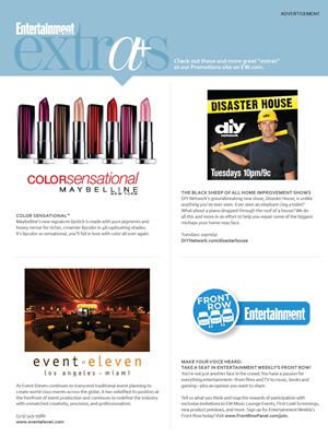 Maybelline New York received additional exposure for their COLORSENSATIONAL Line in EW?s Extras promotional page in the 10/9/09 issue.