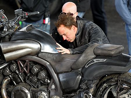 Nicolas Cage | Nicolas Cage inspects a Ghost Rider ride.