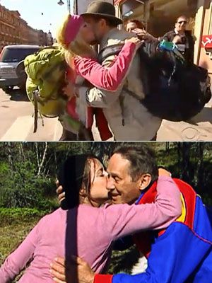 The Amazing Race | 1. The Kiss Count Brook and Claire have cheek-kissed just about everyone in the world: a hermit fisherman in Norway, a tractor-driver in England, a