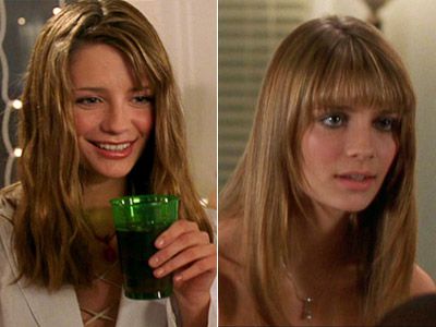 Mischa Barton | Marissa Cooper (Mischa Barton), The O.C. The sprayed-to-the-side bangs in the first few episodes of the series (left) were the most upsetting. I remember thinking