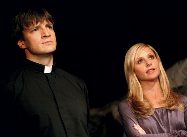 Nathan Fillion, Buffy the Vampire Slayer | Played psycho priest Caleb during the show's final season . ''My first supervillain. Incredibly strong. Believed he was right. That was another thing Joss taught