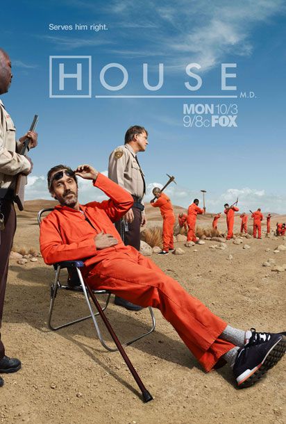 House | Dr. House rocks the orange jumpsuit while keeping cool despite being in prison. Probably the oldest show on the air whose network still shoots an