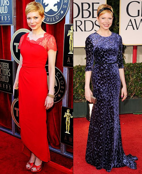 Screen Actors Guild Awards 2012, Michelle Williams | She has an understated style all her own. The only thing flashy about her Valentino (SAG Awards, left) and Jason Wu (Golden Globes, right) gowns
