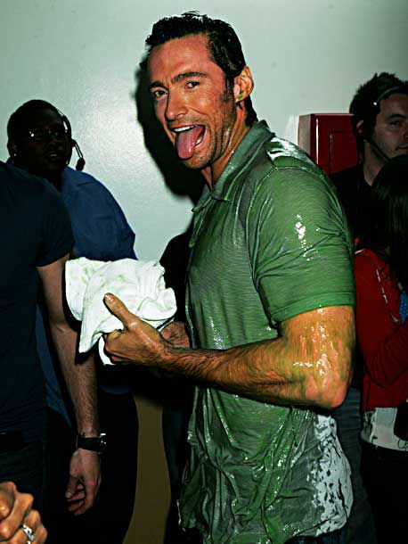 Hugh Jackman | The Wolverine actor remained his usual suave self when he got slimed along with his co-presenter...
